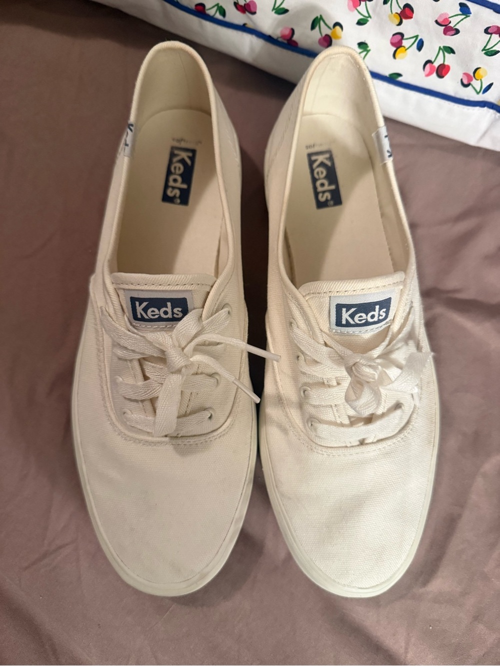 Keds Canvas Low-Top Sneakers in Off-White